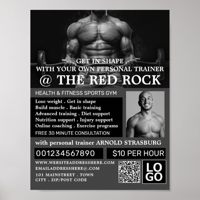 Affiche Weightlifter, Personal trainer, Gym Publicité (Devant)
