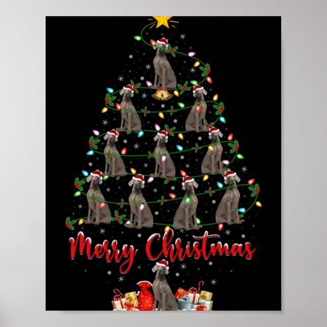 Affiche Weimaraner Dog Xmas Lights Santa Weimaraner Christ (Devant)