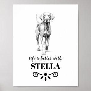 Affiche Weimaraner Life est meilleur avec Custom Dog Name