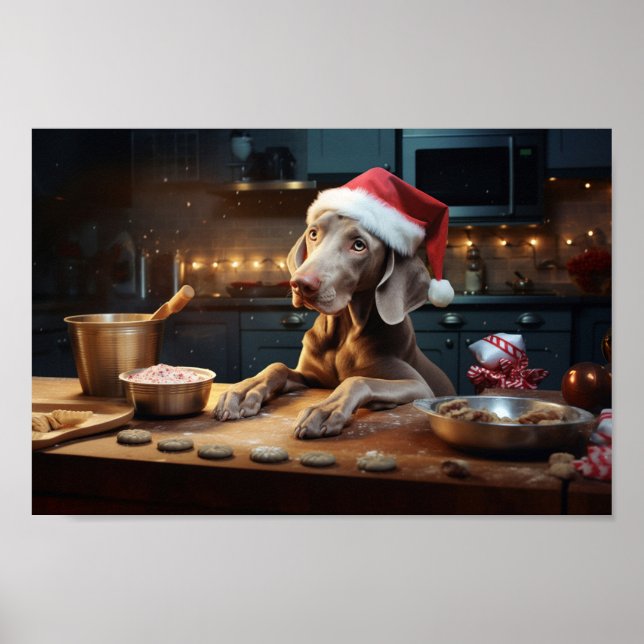 Affiche Weimaraner Noël Cookies Festive Fête (Devant)