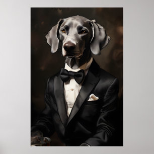 Affiche Weimaraner portant une encre Tuxedo Verticale