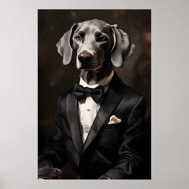 Affiche Weimaraner portant une encre Tuxedo Verticale (Devant)