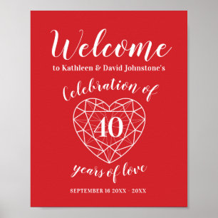 Affiche Welcome 40th ruby anniversary heart personalized