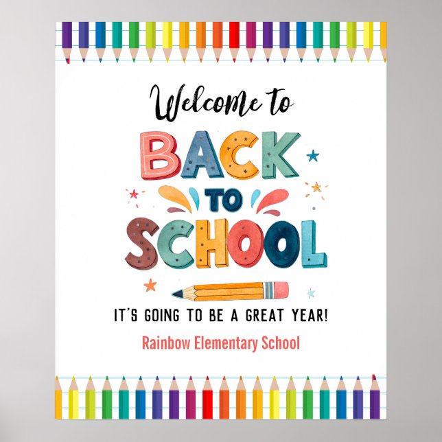 Affiche Welcome back to school  , First day of school (Devant)