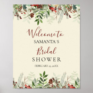 Affiche Welcome Berry Winter   Bridal Shower Sign