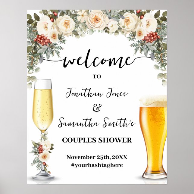 Affiche Welcome Bubbles & Brews Winter Couples Shower (Devant)