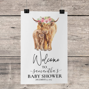 Affiche Welcome Highland Cow Calf Baby Shower
