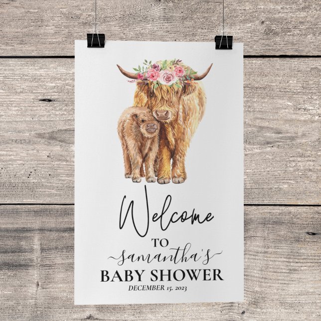 Affiche Welcome Highland Cow Calf Baby Shower (Créateur téléchargé)