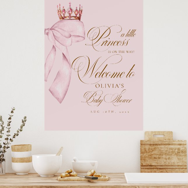 Affiche Welcome Little Princess Baby Shower (Cuisine)