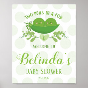 Affiche Welcome Party Sign Two Peas in a Pod Baby Shower