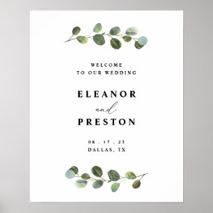 Affiche Welcome Sign Wedding, Eucalyptus Greenery