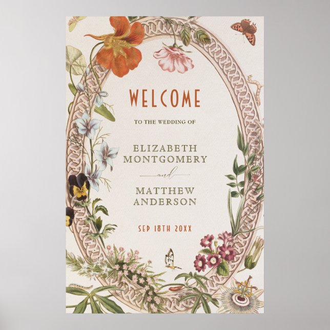 Affiche Welcome Sign Wedding Vintage Art Nouveau (Devant)