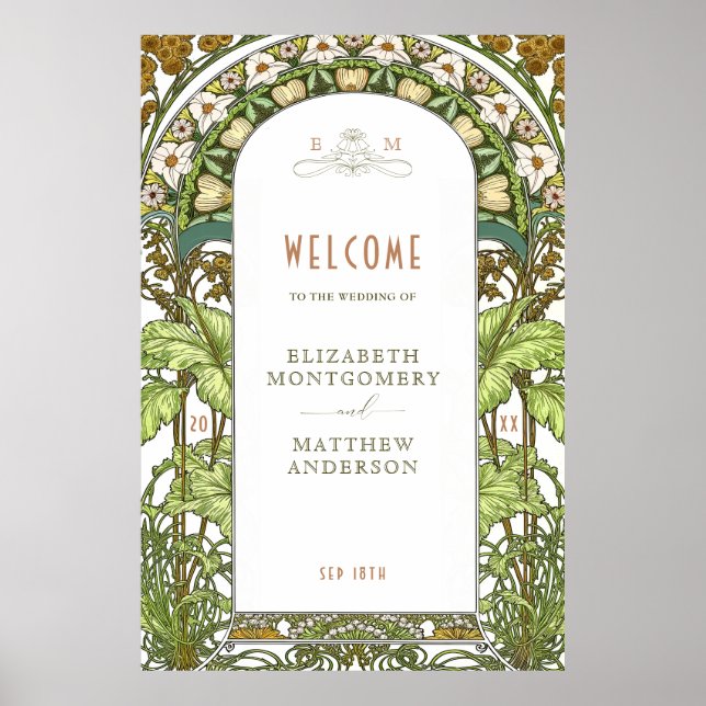 Affiche Welcome Sign Wedding Vintage Art Nouveau by Mucha (Devant)