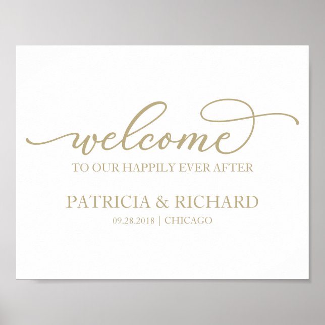 Affiche Welcome to our Happily Ever After Gold Script  (Devant)