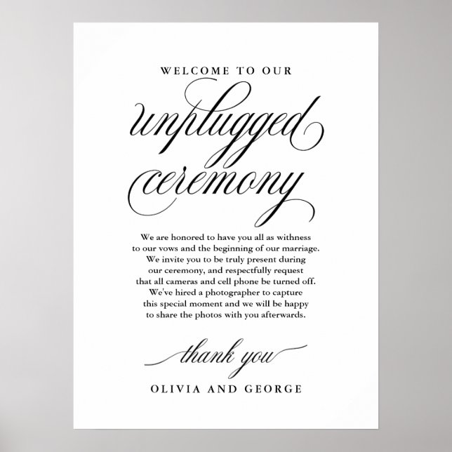 Affiche Welcome to our unplugged ceremony sign (Devant)