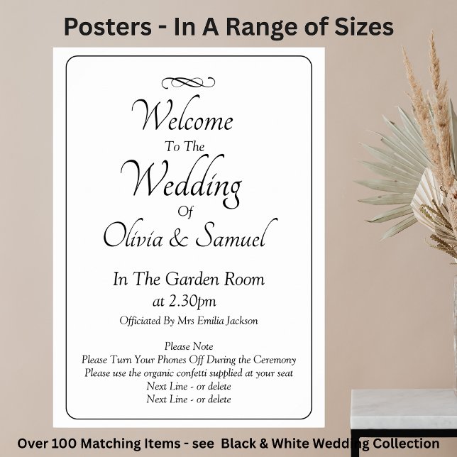 Affiche Welcome to  Wedding Black White Infinity Scroll, (Créateur téléchargé)