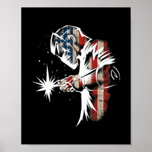 Affiche Welder American Flag USA Patriotic Welder Cadeau
