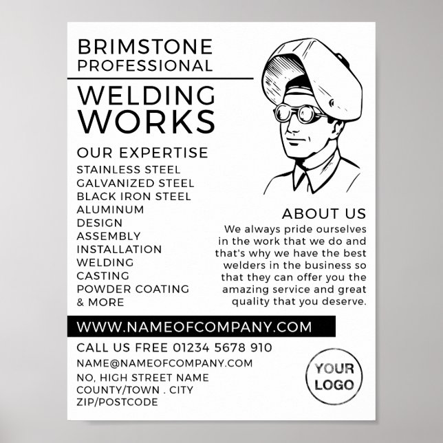 Affiche Welder Portrait Sketch, Metal Worker, Welder (Devant)