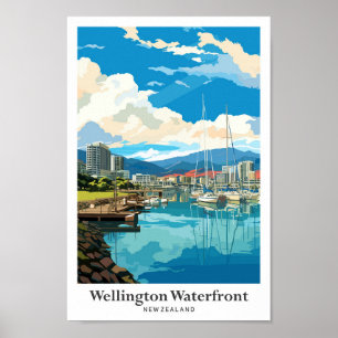 Affiche Wellington Waterfront New Zealand Travel Vintage