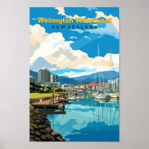 Affiche Wellington Waterfront Travel Art Vintage