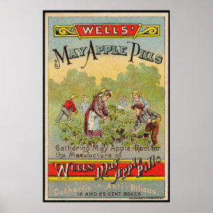 Affiche Well's May Apple Pills Vintage