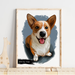 Affiche Welsh Cardigan Corgi Portrait de chien   Impressio