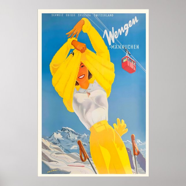 Affiche Wengen Suisse Suisse Suisse Montagnes Alpes (Devant)