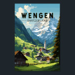 Affiche Wengen Suisse Travel Art Vintage<br><div class="desc">Conception de déplacement vectoriel Wengen rétro. Wengen est un village alpin suisse situé dans la région bernoise de l'Oberland. Il est connu pour ses chalets en bois et ses hôtels Belle Epoque.</div>