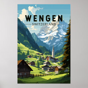Affiche Wengen Suisse Voyage Art Vintage