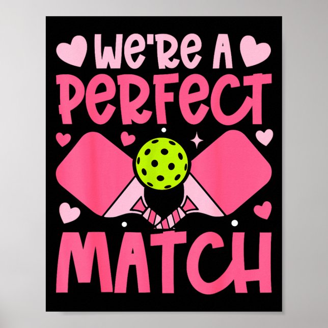 Affiche We're A Match Ckleball Couple Paddle Hearts Valent (Devant)