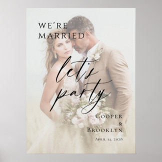 Affiche We're Married Let's Party Elopement photo welcome