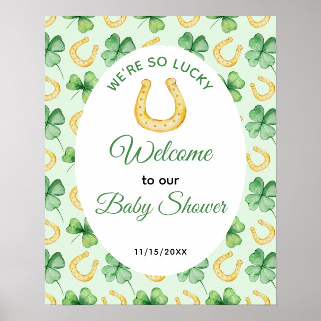 Affiche We're So Lucky Horseshoe St Patrick's Baby Shower (Devant)
