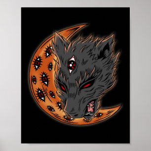 Affiche Werewolf Halloween Crescent Lune Horreur Yeux Goth