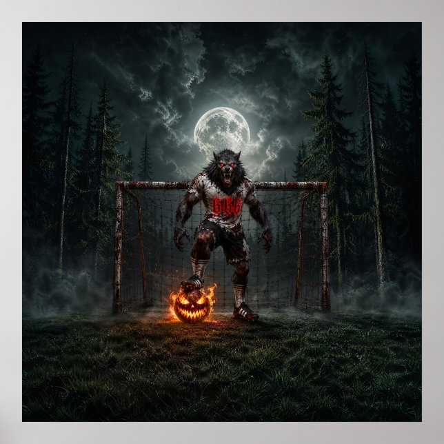 Affiche Werewolf Soccer Player Halloween Horror Art (Devant)