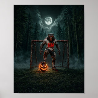 Affiche Werewolf Soccer Player Halloween Horror Art