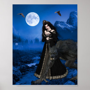 Affiche Werewolf Vampire Enchantress Halloween Ful Moom
