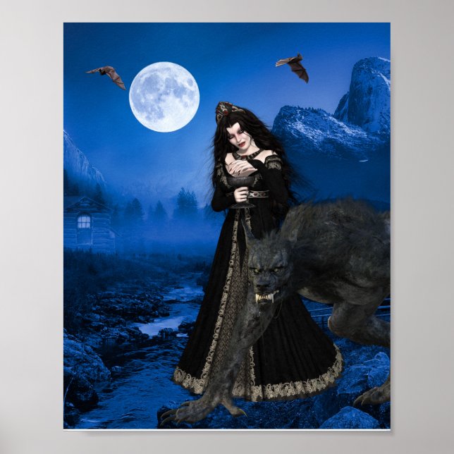 Affiche Werewolf Vampire Enchantress Halloween Ful Moom (Devant)