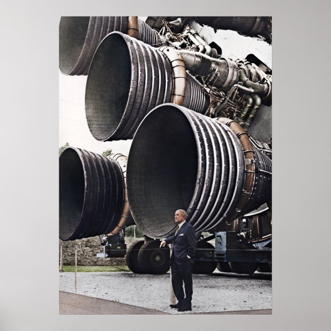 Affiche Wernher von Braun et F-1 moteurs de Saturn V (Devant)