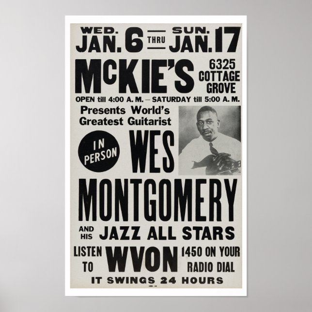 Affiche Wes Montgomery au Vintage Jazz de McKie (Devant)