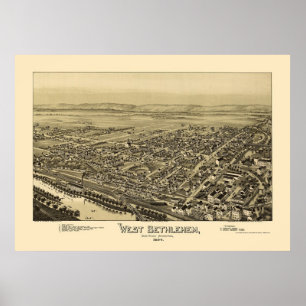 Affiche West Bethlehem, PA Carte panoramique - 1894
