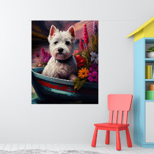 Affiche West Highland White Terrier en bateau