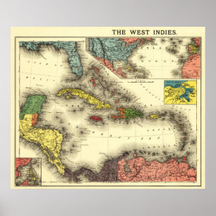 Affiche West IndiesPanoramic MapWest Indies