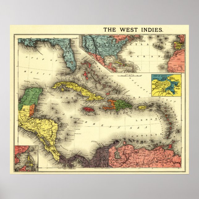 Affiche West IndiesPanoramic MapWest Indies (Devant)