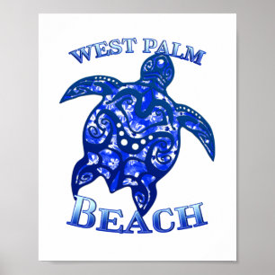 Affiche West Palm Beach Floride Vacances Tortue Tribale