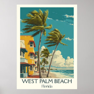 Affiche West Palm Beach Floride Vintage City Street Art