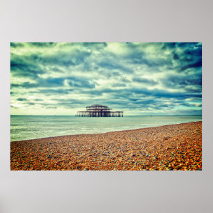 AFFICHE WEST PIER - BRIGHTON & HOW, EAST SUSSEX