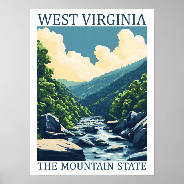 Affiche West Virginia the Mountain State USA Travel Place (Devant)
