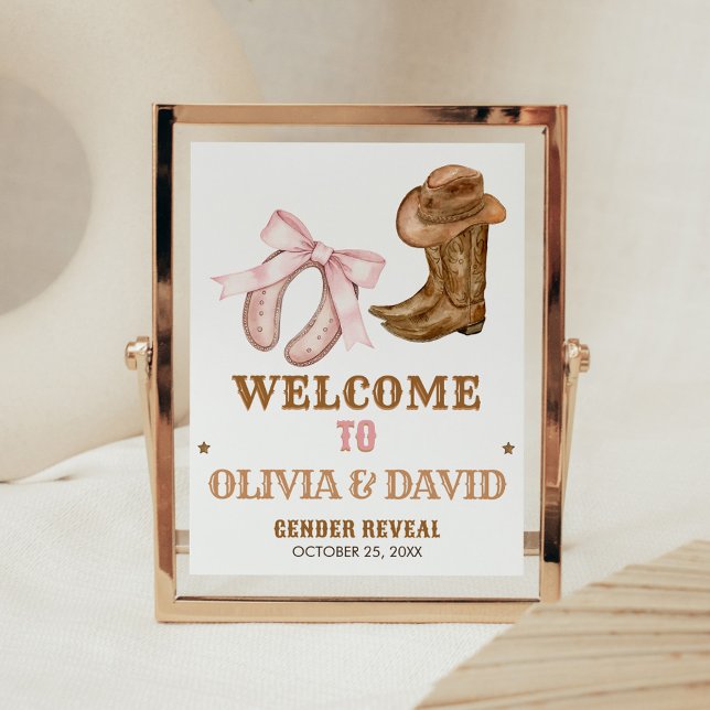 Affiche Western Boots and Bows Gender Reveal Welcome Sign (Boots and Bows Gender Reveal Welcome Sign)