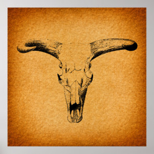 Affiche Western Bull Horns