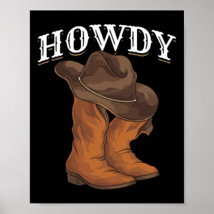 Affiche Western Cowboy Boots Cowboy Casquette Howdy Cowboy